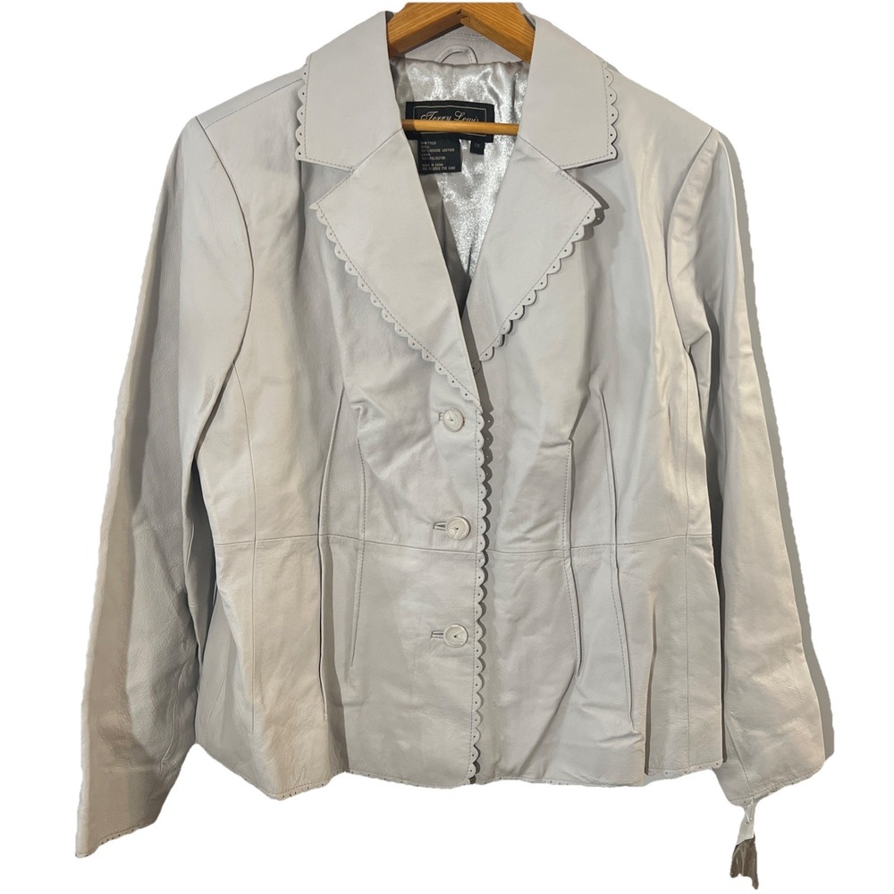 NEW IVORY‎ WHITE LAMB LEATHER JACKET WOMEN WOMAN SIZE XL Terry Lewis